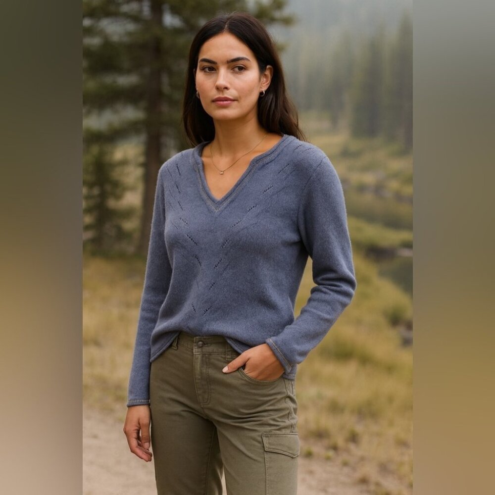 Patagonia Lavender Purple Wool Knit  V-Neck Soft Casual Cozy Sweater Size XS